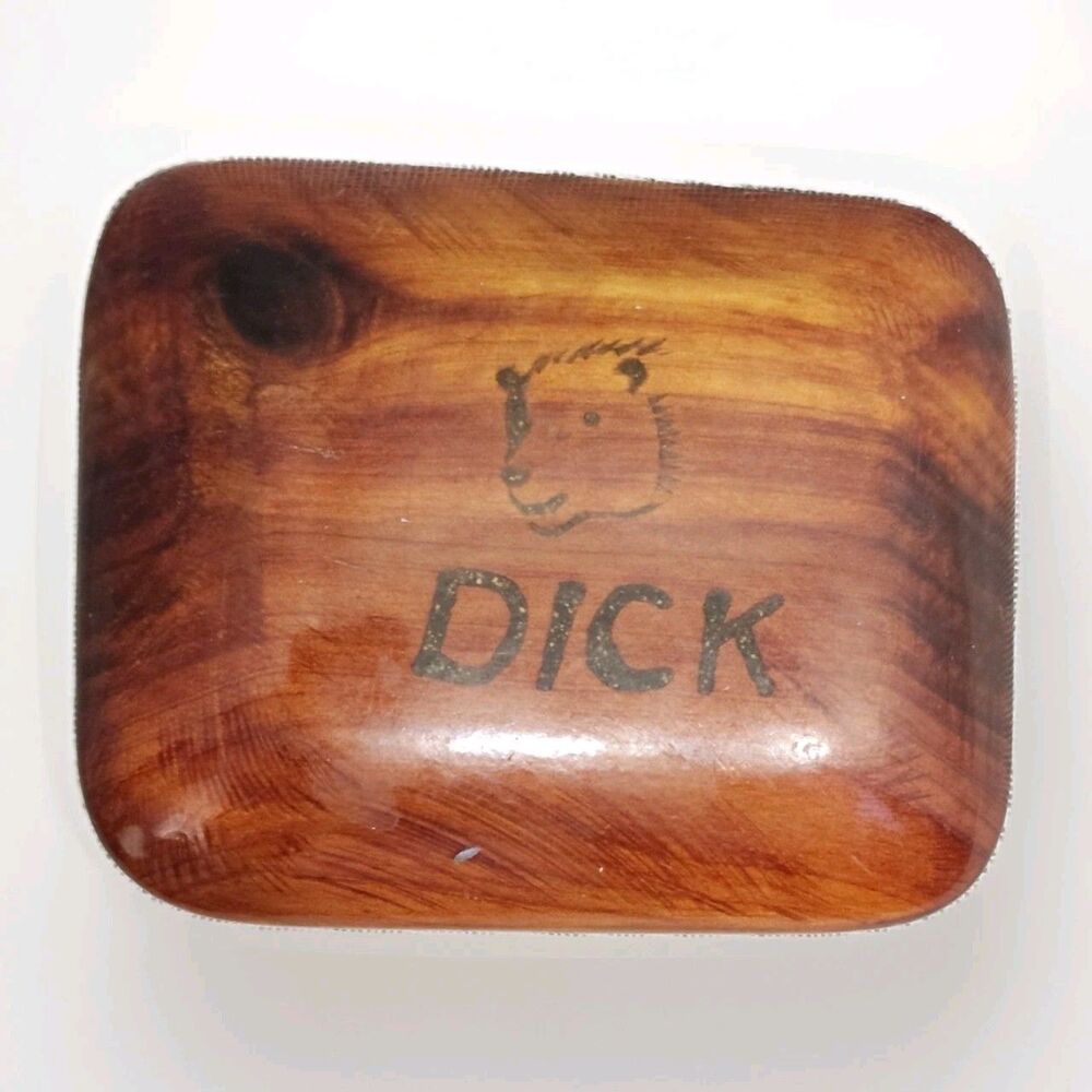 "Dick" Vintage Belt Buckle Wooden Solid Wood Cowboy Western
